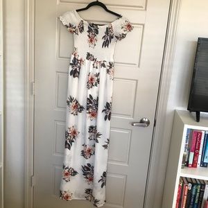 Off the shoulder white floral dress